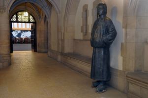 Bronze statue outside International Room of Sterling Memorial Library, donated to Yale in 2004 by the city of Zhuhai, Yung’s hometown.